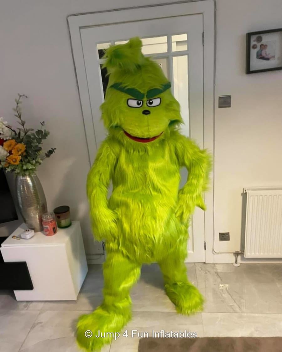 Grinch Mascot Hire in Glasgow Jump 4 Fun Inflatables